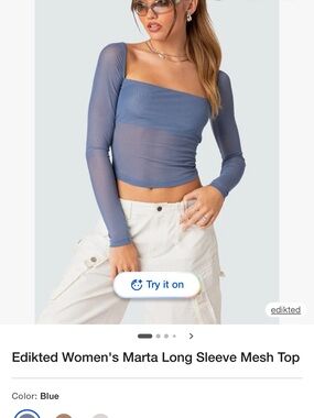 EDIKTED Marta Mesh Top in blue!